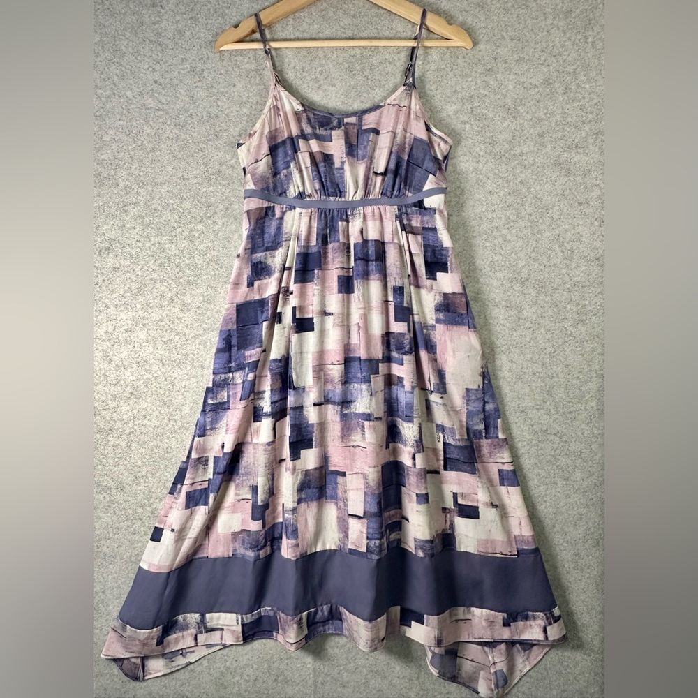 Simply Vera Vera Wang Pink Purple Abstract Handkerchief Sundress Midi Dress S